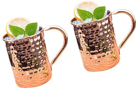 DAWTHTW Vaso de cobre de 400 ml, perfecto para bebidas frías y calientes en casa o en el trabajo, taza higiénica de cobre para bebidas