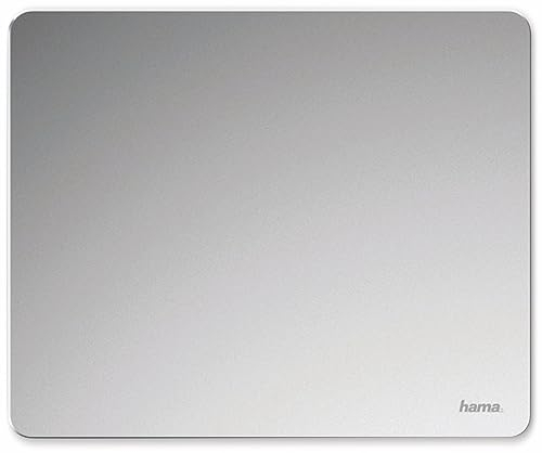 Hama Metall Mousepad (aus Aluminium, Elegante Alu Mausunterlage für Laser-/optische Maus, rutschfest, hart, dünn, abwischbar, 22 x 0,3 x 18 cm)