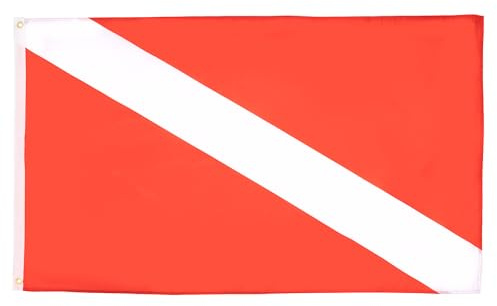 AZ FLAG - Drapeau Pavillon de plongée sous-marine - 150x90 cm - Drapeau Pavillon Rouge 100% Polyester Avec Oeillets Métalliques Intégrés - Pavillon 110 g