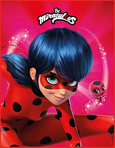 Miraculous Ladybug Kinder-Zimmer-Teppich Stars rot/pink 100 x 130 cm rutschhemmend lärmhemmend Cartoon Spiel-Teppich für Mädchen