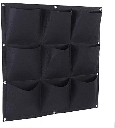 Piantare crescere borse 9 tasche verticale degradabile parete appesa pianta da giardino coltiva borsa contenitore per Garden Yard Patio Lawn Decoration(Nero)