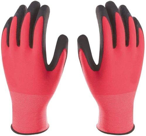 3Kamido Petra Protection - Guantes de trabajo, con revestimiento de nailon con espuma de látex duradera y flexible. Para jardín, industria, taller, agricultura (20, rosa, talla 7 pulgadas)