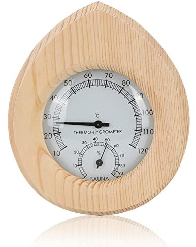 Termoigrometro per Legno,Termometro per Sauna,2-in-1 Termometro Igrometro per Sauna a Vapore Temperatura Sauna Termometro di Legno,16.5x14cm