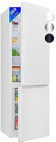 Bomann Frigorífico con congelador, clase energética D, 180 cm, congelador silencioso de 39 dB, 4 estantes y 3 cajones, tope de puerta intercambiable, 269 L, color blanco