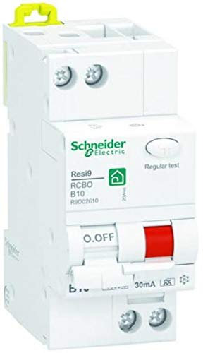 Schneider Electric R9D02613 Resi9 Interrupteur FI/LS 1P+N, 13 A, B-Char., 30 mA, type A, 10 kA