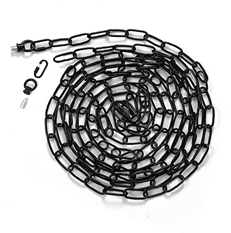 Voguad 15 Feet Lighting Pendant Chain, Black for Hanging Heavy Duty, Extension with Connection Locks for Light Fixture, Swag Lamp, Load Capacity 65 Lbs