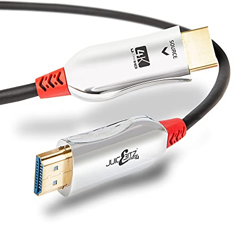 JuicEBitz®,Cavo HDMI in fibra ottica 4K [4M Lead]-Cavo AOC ultra alta velocità 18Gbps v2.0b supporta 4K a 60Hz, 3D/4K HDR HDCP 2.2, Video UHD 2160p 1080p Roku Xbox One PS5 PS4 Pro Sky Q HD Gaming PC