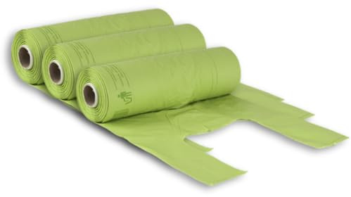 Virsus 3 Rotoli Buste Shopper Verde a Strappo 3kg Circa 165 Buste Shopper biodegradabili compostabili Misura 30+20x60 Sacchetti per Organico Raccolta differenziata