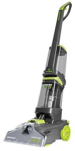 Daewoo Hurricane Cat 5 Washer FLR00115 Upright Carpet Cleaner with Handheld Upholstery Brush Rugs, Stairs, Sofas 1.6L Clean 2.1L Dirty Water Tank 8m Cord 700W, 700 W, 3700 milliliters, Grey