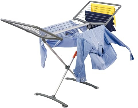 JUWEL Premium Standtrockner FASHIONDRY Plus (Maße geschlossen: ca. 122 × 57 × 13,5 cm, windfest, Kippsicherheit, platzsparend, Hochleistungsmagnete in den Füßen) 40124