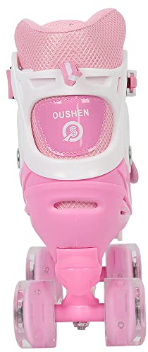 Roller Enfant Filles et Garçons - Patins à Roulettes Ajustables Taille 27-31 - Roller Quad - S-Rose
