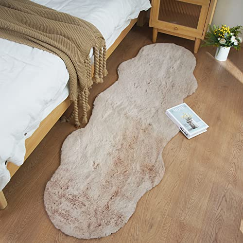 Ghouse Home Teppich Wohnzimmer Kinderzimmer Schlafzimmer Deko Beige 60x180 cm Kurzflor Flauschig rutschfest Carpet Waschbarer Flur Teppich