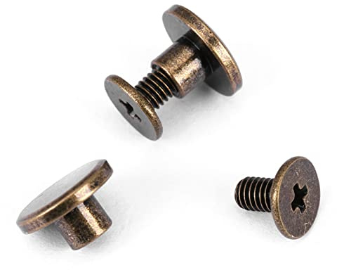 Dekaim Double Cap Leather Rivets Tubular Metal Studs Round Flat Rivets Antique Bronze Copper Rivets Double Sided Rivets Snap Button Fastener for DIY Leather Craft Clothes Bag Shoes Decoration