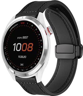 Magnetische Armbänder für Garmin Approach S12_Approach S42 Armband für Männer und Frauen, Magnetische Leder Silikon Hybrid Ersatzarmband Kompatibel mit Garmin Approach S12_Approach S42 (10)