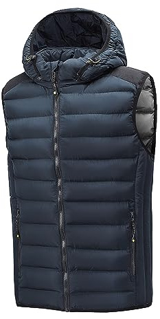 TONY BACKER Gilet Uomo Leggero Autunno Inverno Senza Maniche Giubbotto Smanicato Giacca Senza Maniche Uomo Casual (IT, Testo, XL, Regular, Regular, Blu scuro)