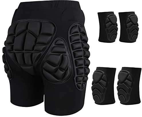 GAOSHI Sport-Shorts Mit 3D-gepolsterter, Schützender Hüft-Po-Polsterung, Ski-Skate-Kompressions-Halbhose (Color : Noir, Size : XL)