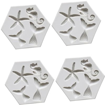 Abaodam 4stücke Silikon Backform Für Süßigkeiten Und Desserts Flexible Und Leicht Zu Reinigende Backmoulds Meerestier-design Für Kuchen Pralinen Und Seifenherstellung