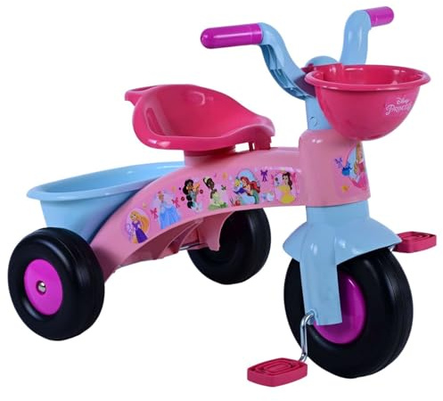 Disney Princess Kids Tricycle for 1-3 Year Olds - Toddler Bike Trike with Front & Back Storage Basket - Officially Licensed Kids' Trikes for Girls, 25kg Load Capacity, Pink