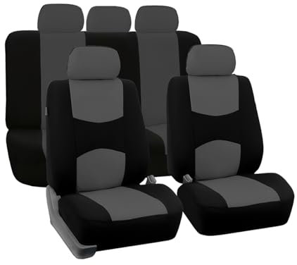 CGEAMDY Seat Protector for Car Seats, Seat Covers with Matching Back Seats Cover for Cars, Auto Interior Accessories Single and Double Seat Protector, Universal Seats Cover(Full Set Grey)