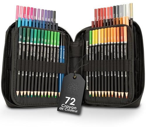 OfficeTree 72 Buntstifte Set - Profi Buntstifte für Erwachsene - ölbasiert weiche Minen hohe Pigmentierung inkl. Zubehör - Stifte Set Künstler - Stifte zum zeichnen