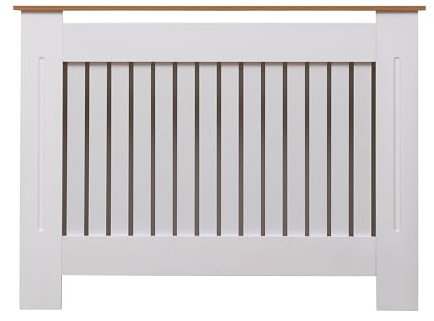 AVC Designs Kensington Radiator Cover Modern MDF Wood White Grey Vertical Slat Living Room Bedroom Hallway Cabinet (Medium White/Oak)…