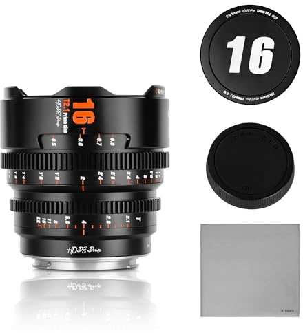 7artisans 16mm T2.1 Professional Cinema Lens S35 Frame Compatible for Fuji X-Mount, for FUJIFILM X-S20/X-T5/X-H2/X-T4/X-H2S/X-T3/X-S10(Black)