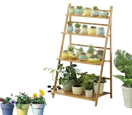 DODOBD Pieghevole Scaletta Portafiori,Fioriere da Esterno in Legno,Scaffale per Piante da Interno,Porta Piante da Interno,Portavaso da Balcone,Scaffale Portafiori da Interno Pieghevole