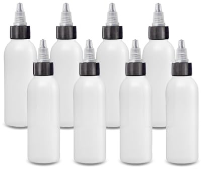 ljdeals Bottiglie di plastica da 56,7 g con tappo a vite, ricaricabili, riutilizzabili, per uso domestico, colore dei capelli, oli essenziali, profumi, dimensioni da viaggio, confezione da 8, prodotte