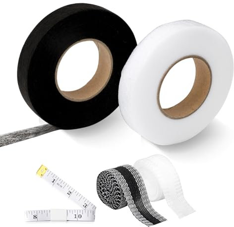 HENGBIRD 2pcs 2 cm x 64m Saumband Selbstklebend und 2pcs 2.5 cm x 10 m Saumband Zum AufbüGeln Waschfest, BüGelband Zum KüRzen Von Gardinen Hosen, Hose KüRzen Ohne NäHen, Nahtband Zum AufbüGeln
