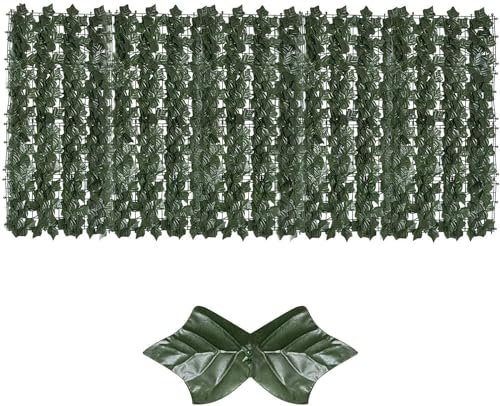 Efeuzaun Grün Zaun 1x5m Outdoor Wetterfest Seitenmarkise für Garten Privatsphäre Künstliche Heckenwand ohne Bohren (Stil 1 1 x 10 m)