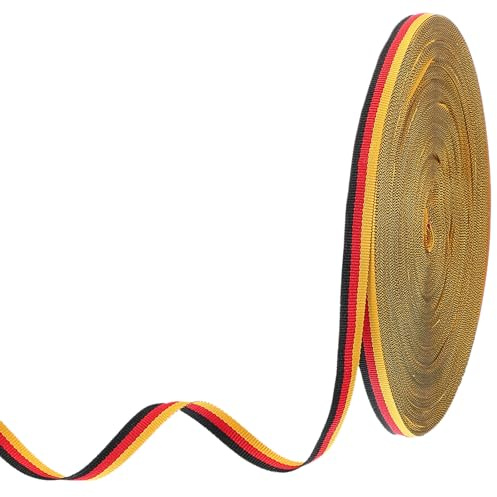 PATIKIL Nastro Grosgrain a Righe Nero Rosso Giallo 3/8, 55 Iarde Tessuto Poliestere Nastro a Righe Artigianato Design a Doppio Faccia per Fare Fiocchi Confezioni Regalo Natalizie