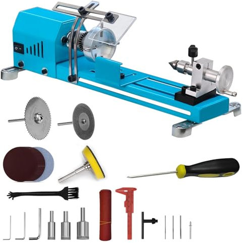 Mini Lathe Machine Torno para Madera Multi-Purpose Lathe with Professional Tools Cutting Grinding Polishing Desktop Metal Lathes D1M1DCB