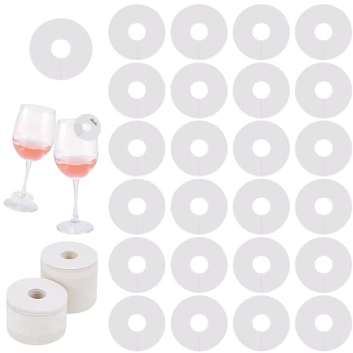 FINGERINSPIRE 200 Stück Namensschilder Aus Papier Für Weingläser Rund 50mm Weinglas Marker Blanko Weinglas Anhänger Cocktail Champagner Etikett Identifikationsmarker Für Partygäste