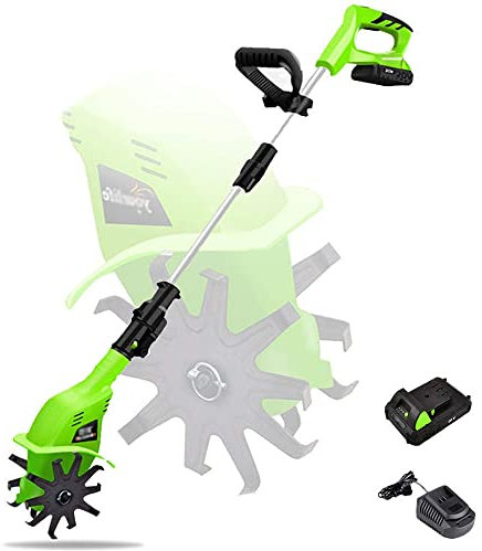 Mini Motocultor Eléctrica, Profundidad de Labranza 25cm, Ancho de Labranza10cm, Motoazada Eléctrica Ajustable para Arado de Jardín, Labranza del Suelo