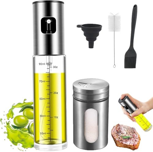 Ahigh Spray Huile Cuisine, Vaporisateur Huile d’Olive, Pulverisateur Huile cuisine, 5 en 1 Spray Huile Cuisine Air Fryer, Accessoires Friteise sans Hulie, Pulverisateur Anti-goutte