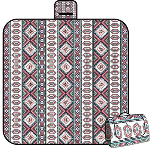 YQBFTC Picknickdecke Wasserdicht 200 x 200 cm,Boho Sandfeste Stranddecke isoliert für 4-6 Personeni mit Tragegriff,Leicht und Tragbar Campingdecke für Outdoor,Reisen,BBQ,Picknick,Camping,Wandern