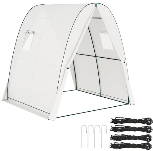 Invernadero Outsunny con puerta enrollable, 2 ventanas, invernadero de lámina de acero resistente al invierno, invernadero para balcón, jardín, caseta para tomates 180 x 180 x 200 cm, invernadero para
