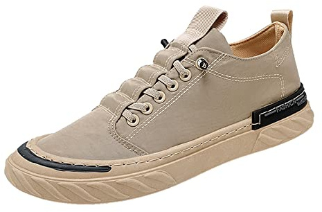 Mäns vandringsskor bekväma arbetsskor lätta halkfria utomhuspromenadskor män låg topp andningsbara vardagsskor sportskor sportiga klänningsskor lätta promenadsneakers jogging träningsskor, Khaki, 44