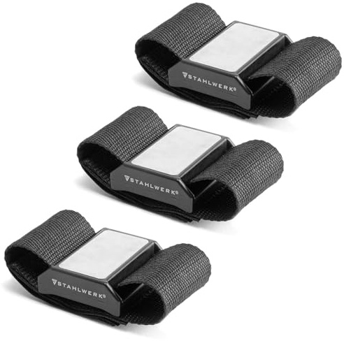 STAHLWERK Magnetarmband 3 Stück, starker Magnet für Handwerker & Werkzeug | Für Schrauben, Nägel, Bits, Bohrer und magnetische Kleinteile