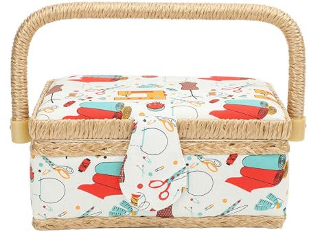Nähbox Näh Korb, Näh Korb Polyester Gewebe Näh Zubehör Organizer mit Abnehmbarem Kunststoffsc Halen für Nadel-Scheren, Nähzeug