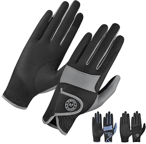 AF EQUESTRIAN Ladies Horse Riding Gloves – Lightweight, Touchscreen Compatible, Non-Slip Grip, Breathable Equestrian Gloves for Everyday Riding Rider Pro (Grey, Small)
