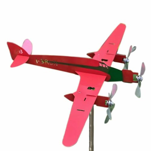 Aircraft Wind Spinner - Outdoor Plane Pinwheel, Garden Aeroplane | Metal Weathervane Swirl Wind Toy, Propeller Fan Yard Sculpture Ornament, Rotating Spinner for Lawn Decoration