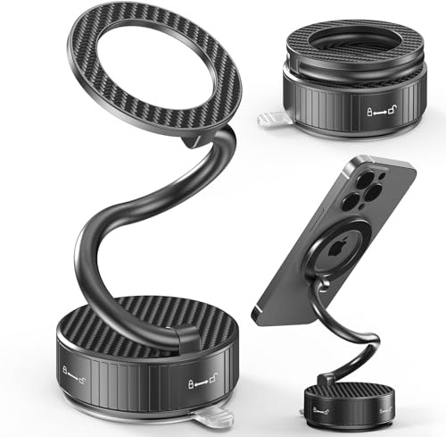 Yaskyly Porte Telephone Voiture Support Téléphone Voiture avec Ventouse Puissante & Magnétique, Ventouse Sous Porte Portable Voiture avec Rotation 360° Bras Métallique pour iPhone 16 Pro-12 et Android