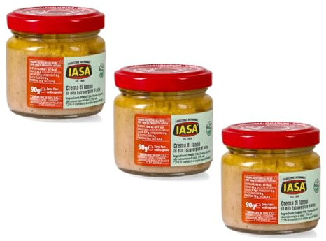 Iasa | Crema de Atún en Aceite de Oliva | Salsa Atún Condimento Pasta y Canapés en Tarro - 3 x 90 Gr