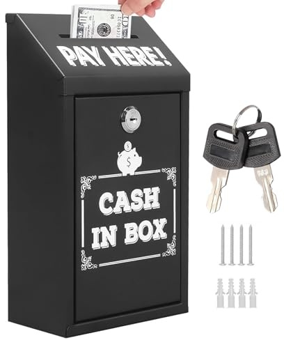Lpoppcx Caja de Donaciones con Candado,Caja De Caridad De Pared Para Exterior - Buzón De Metal Con Ranura Para Llaves Organizador Montado En Pared Para Oficina Interior Y Exterior