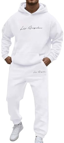 Chándales genéricos para hombre Y2K Chándal Hombres 2 Piezas Hip Hop Chándal Sudaderas con Capucha + Pantalones de Chándal Letras Impresión Casual Cómodo Traje Deportivo Conjunto de Ropa Activa