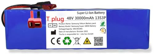 Batería de Litio de Bicicleta Eléctrica 48V 30Ah Baterías de Iones de Litio para Patinetes Eléctricos 13S3P para Motores de Bicicletas Eléctricas Plegables de 200 W a 1000 W