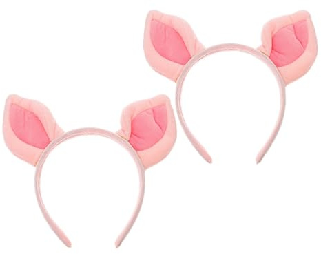 ULTECHNOVO 2 Stück Haarbänder mit Schweineohren aus Stoff Süßes und Sicheres Cosplay Stirnband für Damen für Kostüm und Party Anlässe