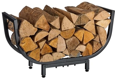 Relaxdays Kaminholzregal, Metall, HxBxT: 35 x 65 x 21 cm, Kaminholzhalter innen, geschwungener Kaminholzkorb, Farbwahl | Kaminholzhalter innen, geschwungener Kaminholzkorb