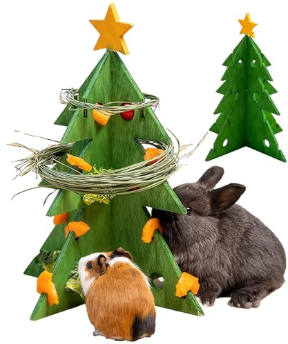 Genérico Holzspielzeug für die Suche nach Kaninchenfutter: Anreicherungsregal für Weihnachtsbäume, Heu für kleine Haustiere, interaktiv zum, Station